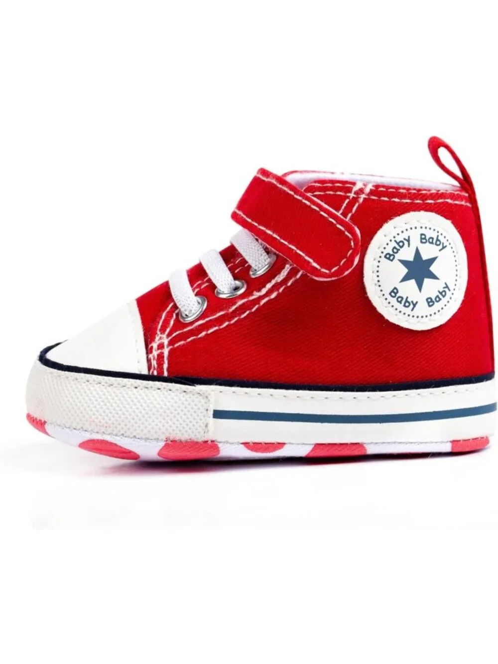 Unisex Baby High-Top Canvas Sneakers, Soft Sole Anti-Slip First Walking Shoes